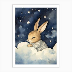 Baby Rabbit 1 Sleeping In The Clouds Art Print