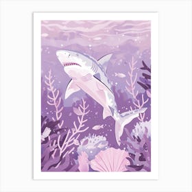 Purple Tiger Shark Illustration 2 Art Print