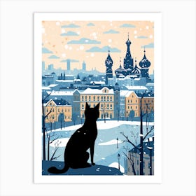 Moscow, Russia Skyline With A Cat 2 Art Print