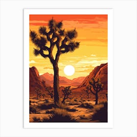  Retro Illustration Of A Joshua Tree At Sunrise 1 Art Print
