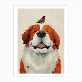Dog With Bird Art Print