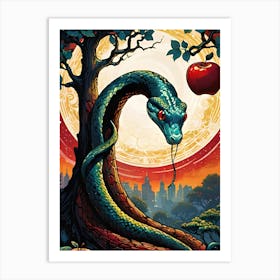 Serpent And The Apple Art Print