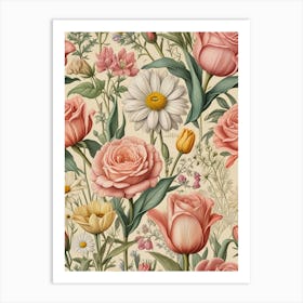 Vintage Floral Botanical Art Print Art Print