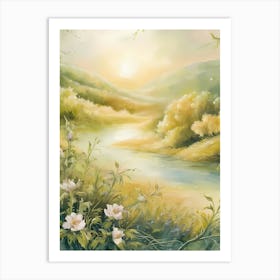 Landscape With Flowers Art Print