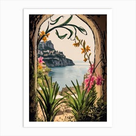 Amalfi Coast, Flower Collage 9 Art Print
