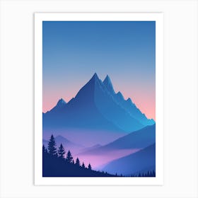 Misty Mountains Vertical Composition In Blue Tone 108 Art Print