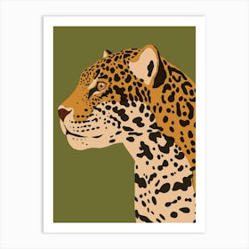 Jungle Safari Jaguar on Green Art Print