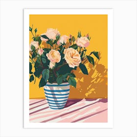 Rose Flowers On A Table   Contemporary Illustration 3 Art Print