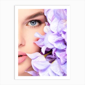 Beautiful Woman With Flowers Art Print