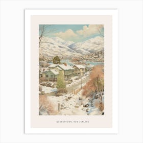 Vintage Winter Poster Queenstown New Zealand 2 Art Print