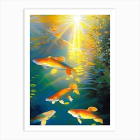 Yamabuki 1, Koi Fish Monet Style Classic Painting Art Print