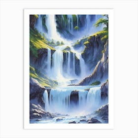 Beautiful Waterfall Formed By Melting Glaciers Art Print