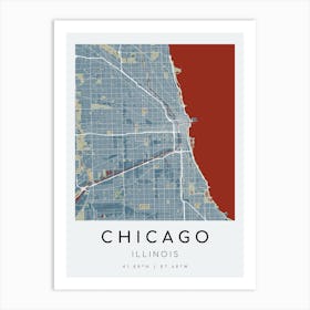 Chicago Map Print - Kauffmann style Art Print