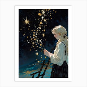 Girl With A Star 2 Art Print