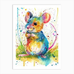 Mouse Colourful Watercolour 4 Art Print