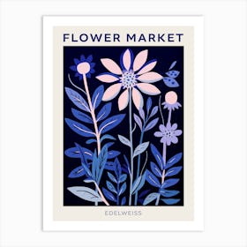 Blue Flower Market Poster Edelweiss 4 Art Print