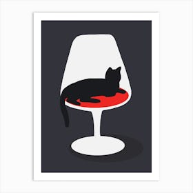 Tulip Chair Cat Art Print