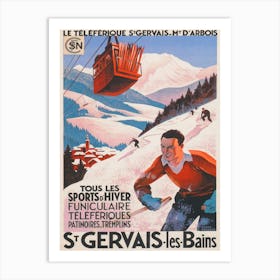 St Georges Les Bains France Vintage Ski Poster Art Print