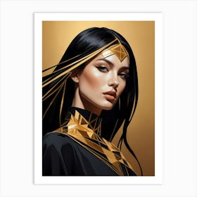 Geometric Woman Portrait Luxury Gold (6) Art Print