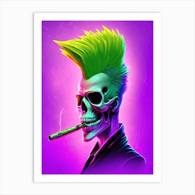 Punk Skull Smoking Art Print