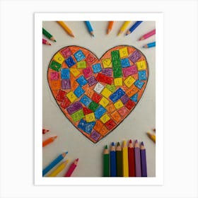 Heart With Colored Pencils 7 Art Print