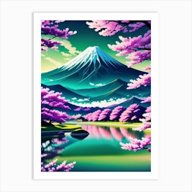 Mt Fuji Painting Cherry Blossoms Mount Fuji Japan Art Print