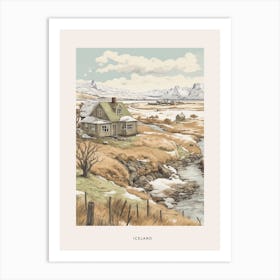 Vintage Winter Poster Iceland 1 Art Print