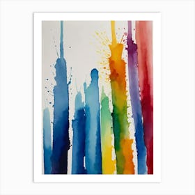 Rainbow Skyscrapers Art Print