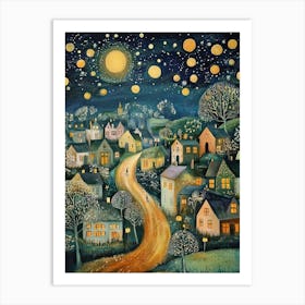 Gustav Klimt Print Night Town Stars Moon Poster Klimt Exhibition Poster Painting Flower Garden Full Art Print