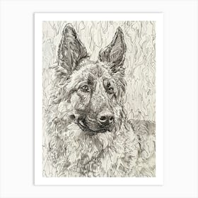 Belgian Tervuren Dog Line Sketch 4 Art Print