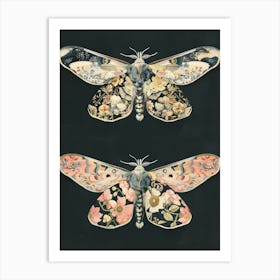 Night Butterflies William Morris Style 6 Art Print