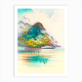 Palawan Philippines Watercolour Pastel Tropical Destination Art Print