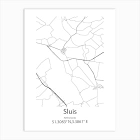 Sluis,Netherlands Minimalist Map Art Print