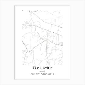 Gaszowice,Poland Minimalist Map Art Print