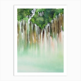 Plitvice Lakes National Park Croatia Water Colour Poster Art Print