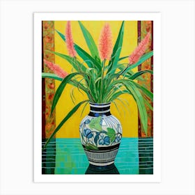 Flowers In A Vase Still Life Painting Fountain Grass 3 Art Print