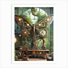 Mechanical Nectar: Where Nature and Industry Coalesce Art Print