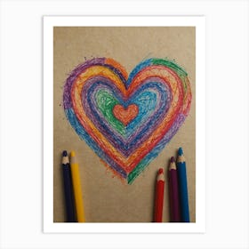 Heart With Colored Pencils 4 Art Print