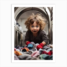 Child In Laundry Room Art Print