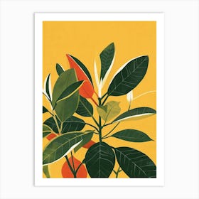 Rubber Plant Minimalist Illustration 7 Art Print