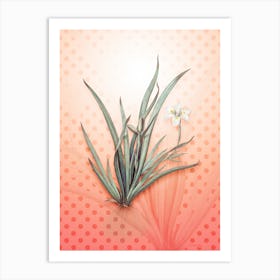 Fortnight Lily Vintage Botanical in Peach Fuzz Polka Dot Pattern n.0034 Art Print