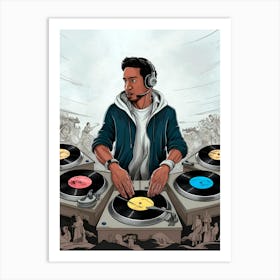 Dj with a person Art Print