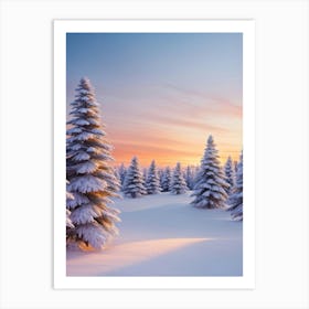 Dusk Settling Over A Winter Wonderland Sunset Casting A Warm Glow On Snowy Pines Long Shadows Stre (2) Poster