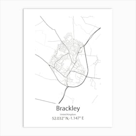 Brackley,United Kingdom Minimalist Map Art Print