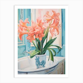 A Vase With Amaryllis, Flower Bouquet 3 Art Print