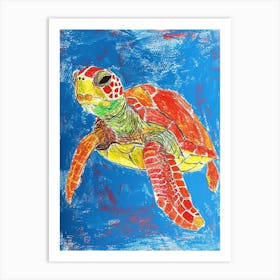 Detailed Sea Turtle Crayon Scribble 2 Art Print