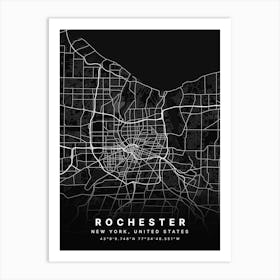 Rochester New York USA Black Map Art Print