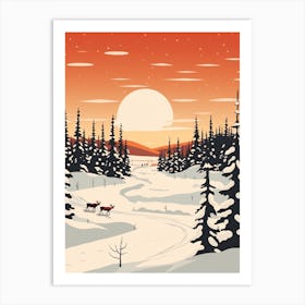 Retro Winter Illustration Lapland Finland 2 Art Print