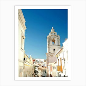 Lagos Town Buildings And Church Bell Tower Art Print