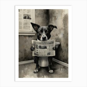 Dog Reading Newspaper Art Print